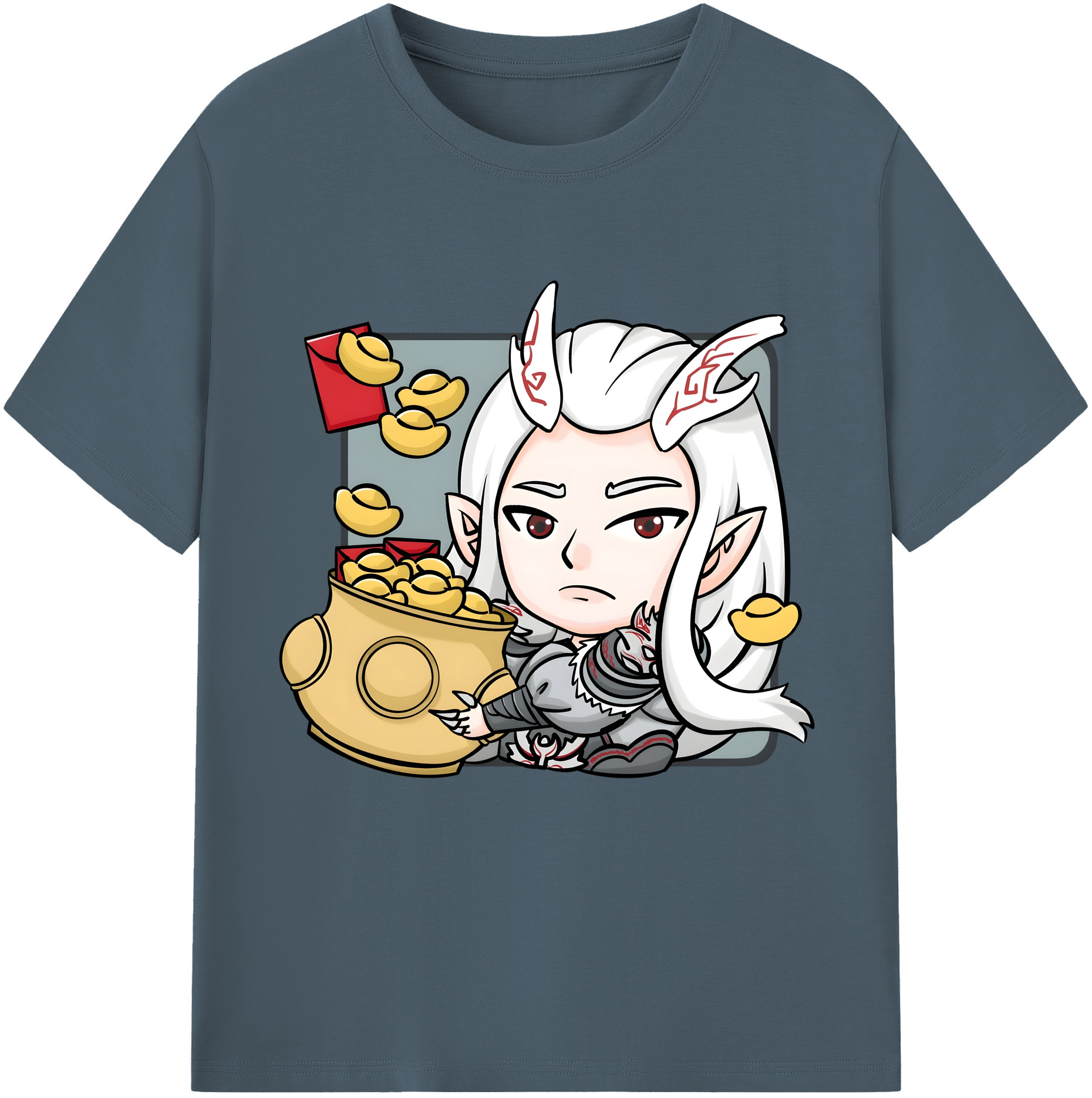 （画像用） Ne Zha 2 ナタ 魔童の大暴れ 綿100％半袖Tシャツ（フロントプリント）